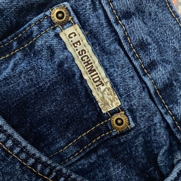 C.E. Schmidt Cutoff Raw Hem Denim Jean Shorts Plaid Lining - Picture 4 of 6